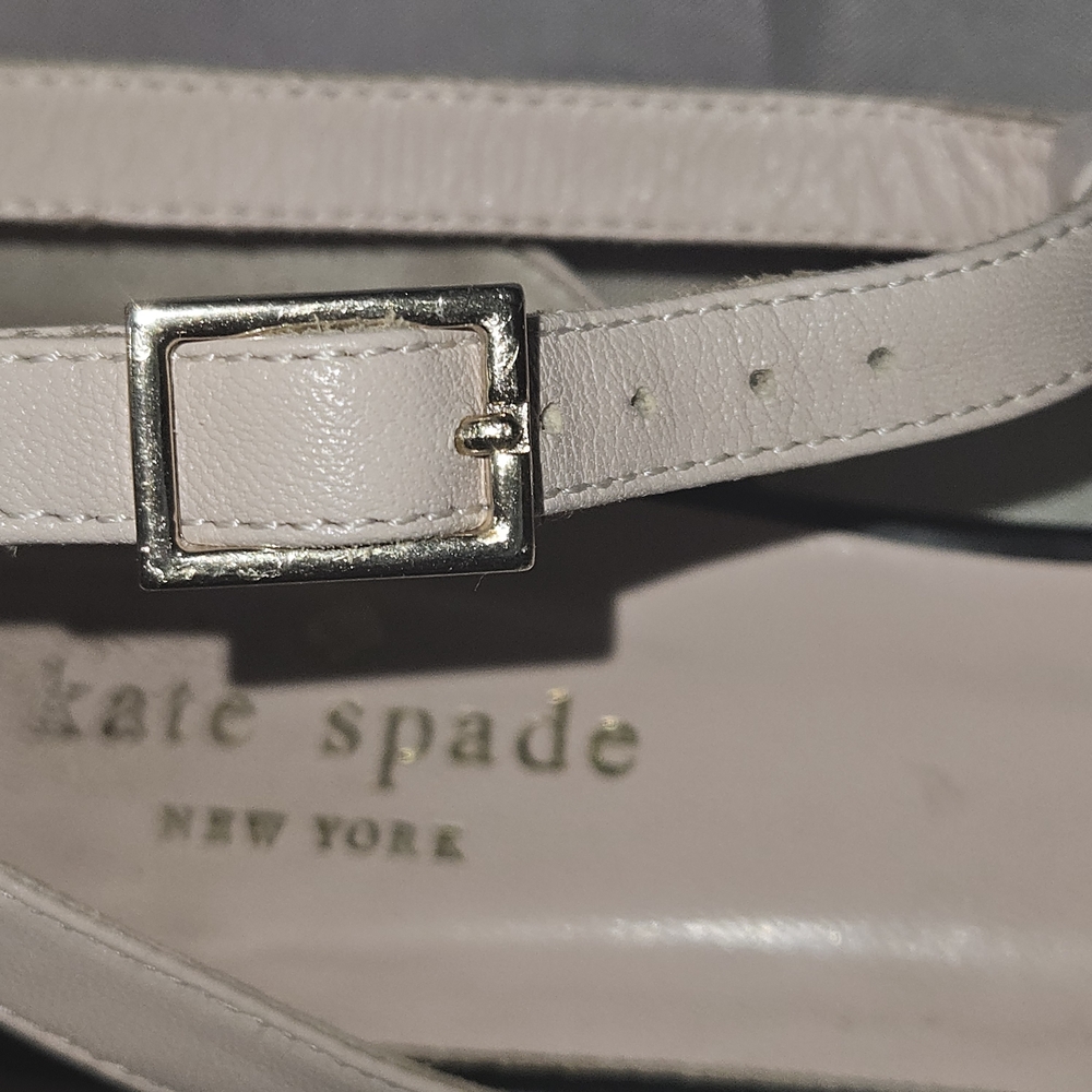Kate Spade Patent Leather Black & Blush Pointed T-Strap,Rhinestones Kitten Heel - Picture 4 of 11